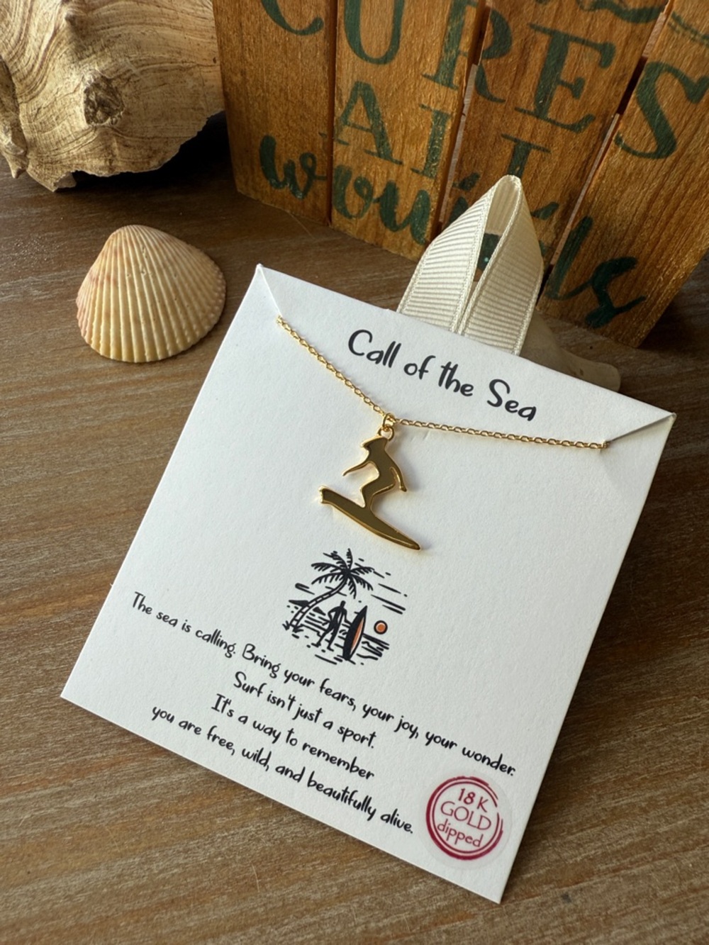 Gold Surfer Pendant Necklace - Picture 9 of 14